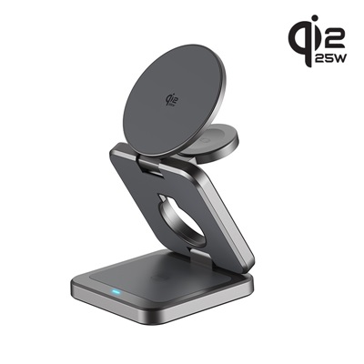 3 in 1 Zinc Alloy Foldable  Magnetic Wireless Charger